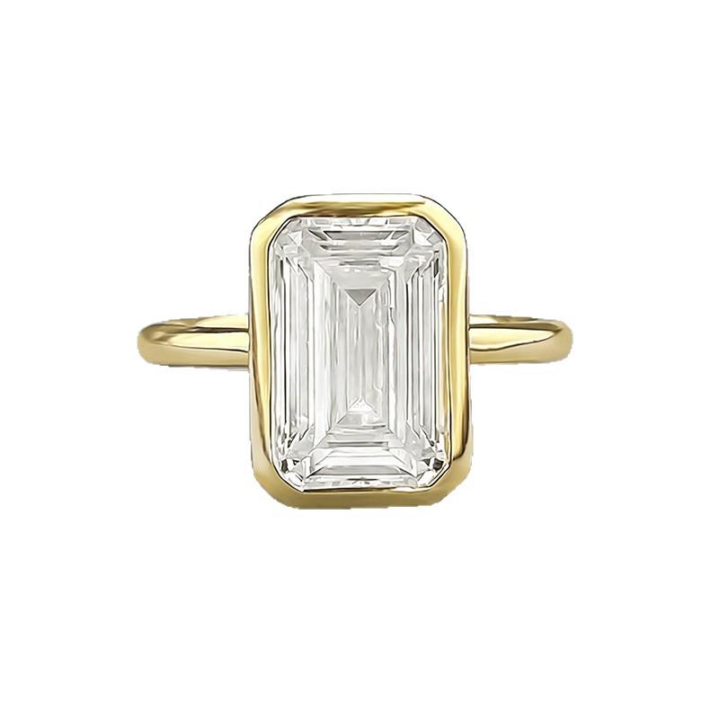 Xian Can Jewelry 2026 Кольцо из серебра S925 Прямоугольное с белым бриллиантом в глухом закрепке - Простое и универсальное