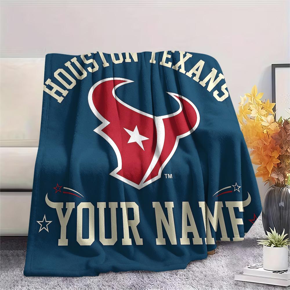 Custom Name Houston Texans Flannel Blanket, High quality Comfortable for All Seasons, Home Decor, Warmth and Comfort