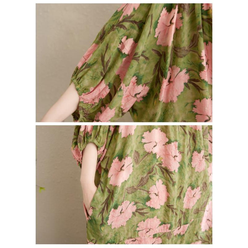 DIMANAF 2025 Летнее платье больших размеров для женщин Повседневное винтажное платье Базовая печать Длинное элегантное свободное платье