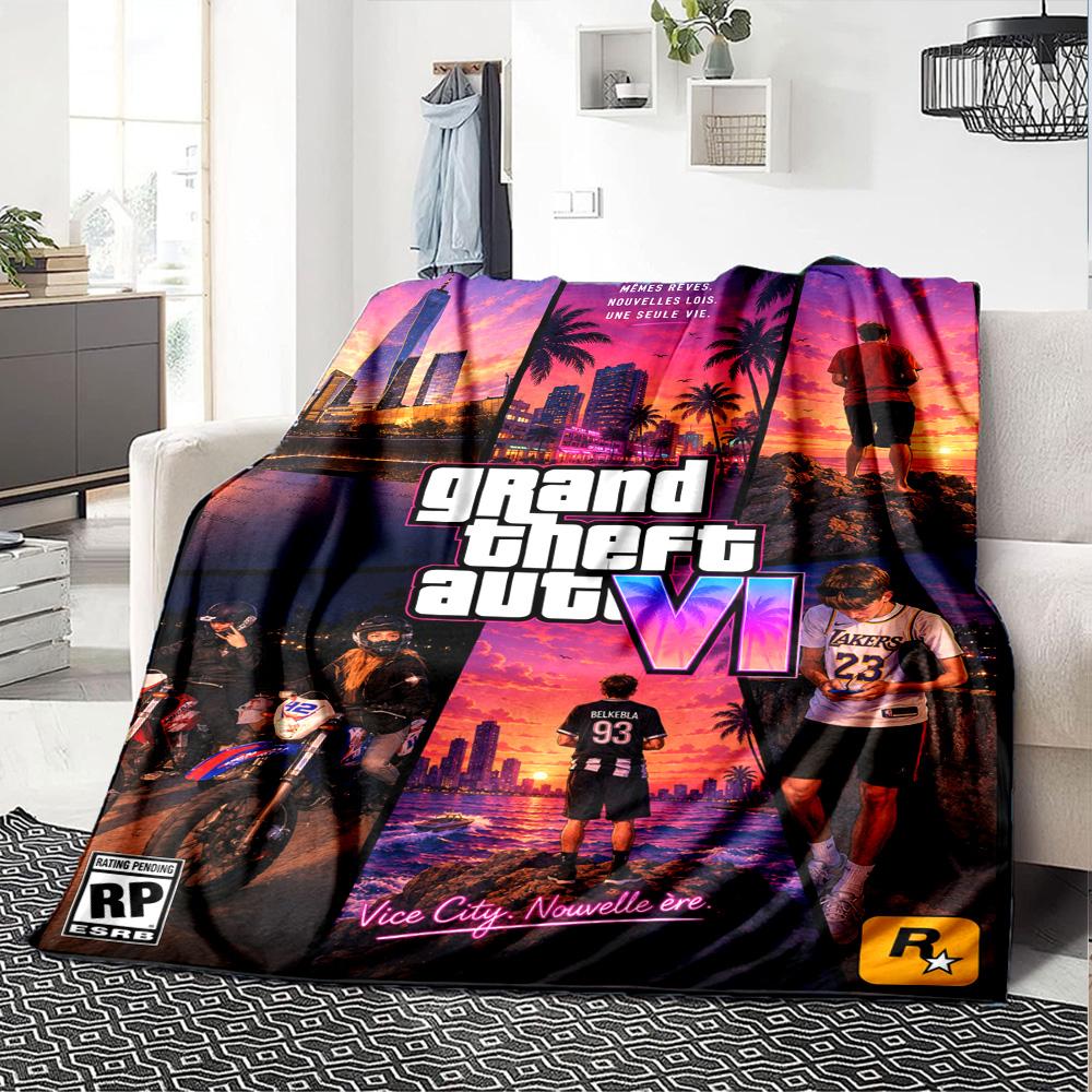Grand Theft Auto Blanket Comfortable Great for Sofa Livingroom Bedding for All Seasons Modern Unique Gift for Family and Friends Camping