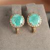Charming Cute Exquisite Green Zircon Round Earrings for Women Vintage Fashion Minimalist Wedding Zircon Bridal Accessories