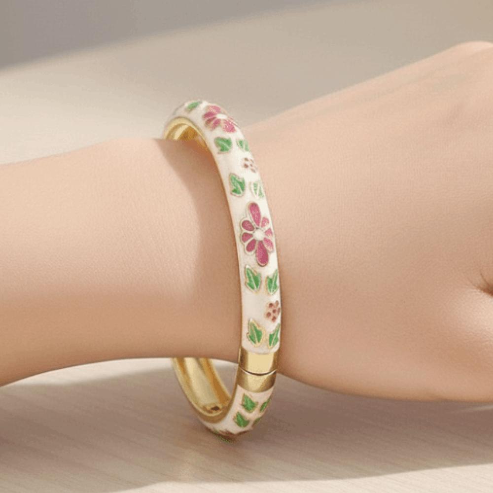 Zinc Zinc Alloy Material Enamel Bracelet Ethnic Floral Motifs Cloisonne Bracelet Gift Giving