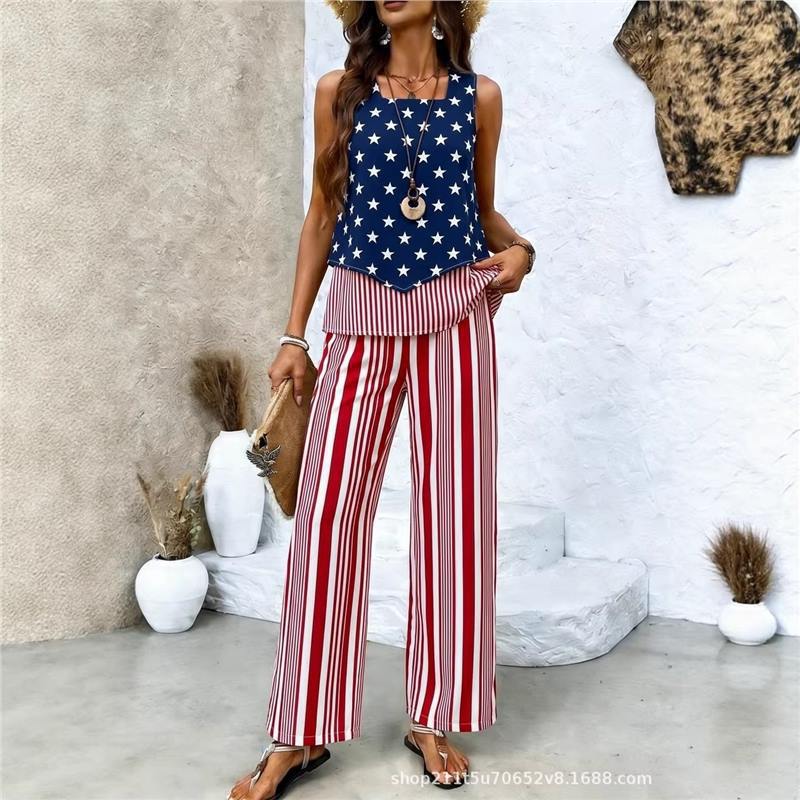 Women's Casual Suit Independence Day 111th Anniversary Women's Sleeveless Suit Bohemian
