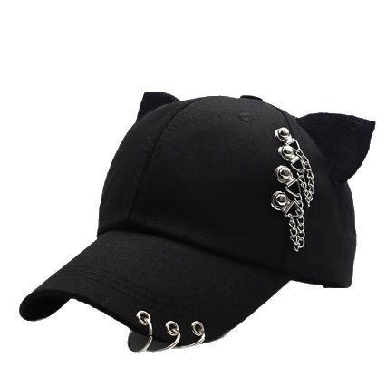 New parent-child metal decorative baseball cap personalized ears hoop cap female street couple hip-hop hat trend