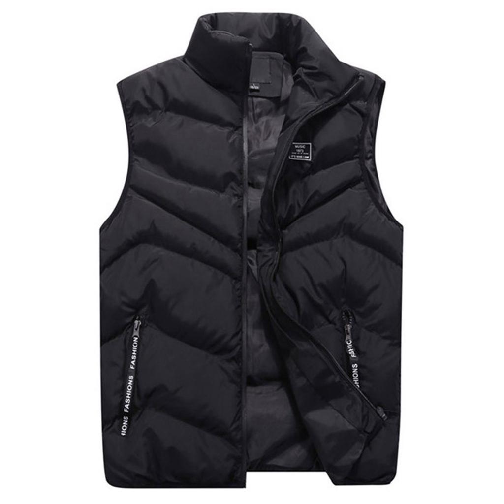 Men  Winter Fashion Stand Collar Color Waistcoat Vest Jacket Top Coat