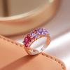 Sparkling Full Pink Purple Zircon Luxury Texture Rings for Women Fashion Party Jewelry Gifts
