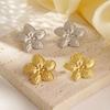 Premium Stainless Steel Three-dimensional Stamen Flower Stud Earrings Femininity Design Light Luxury 18K Earrings Earrings