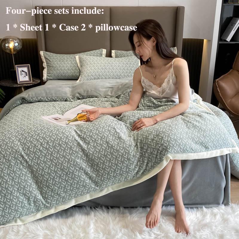 Зимняя утолщенная теплая молочная бархатная кровать, четыре комплекта простых детских бархатных простыней с тысячами птиц