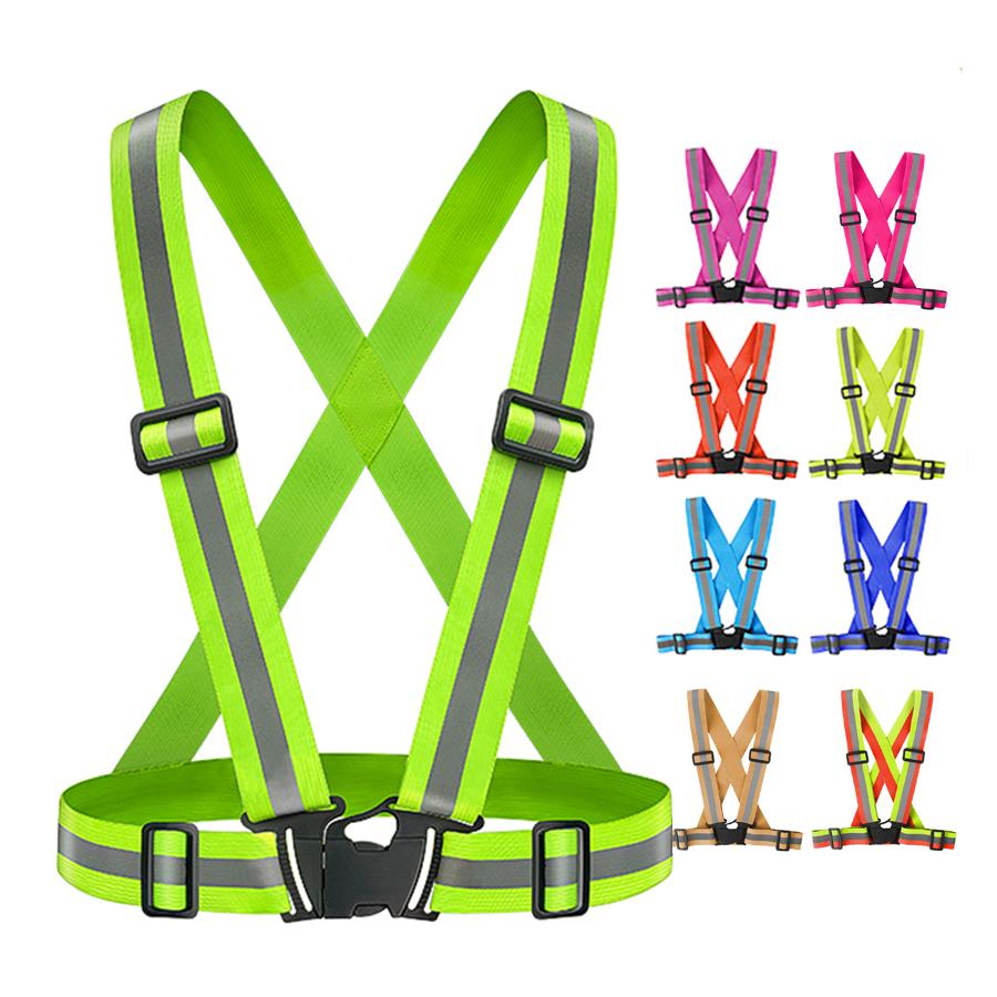 Outdoor Night Walking Safety Vests Highlight Adjustable Lightweight Reflective Vest Biking Safety Straps Waterproof Running Gea