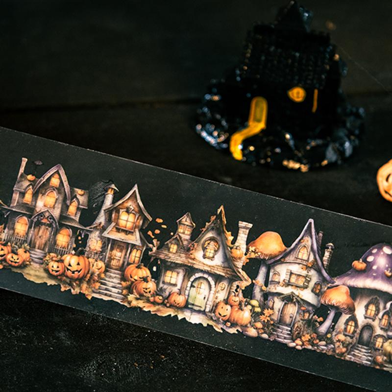 3rolls Dark Night Prom Series Halloween Dark Theme Scenic Tape DIY Handbook Collage Journal Notebook Greeting Card Post