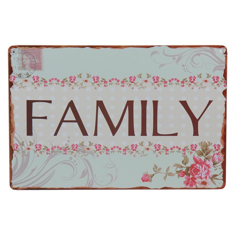 Добро пожаловать в семью, милый дом, металлическая жестяная вывеска, буквенный железный плакат, цветочный дом, металлическая доска, настенный декор, сад, кафе, тарелка, железная живопись