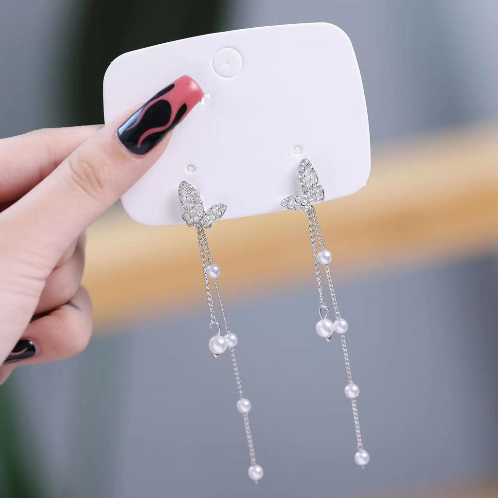 Pinkdudu Модные длинные серьги-капли в холодном стиле с бабочкой, легкие роскошные симметричные серьги с бахромой и бабочкой для женщин PD1494