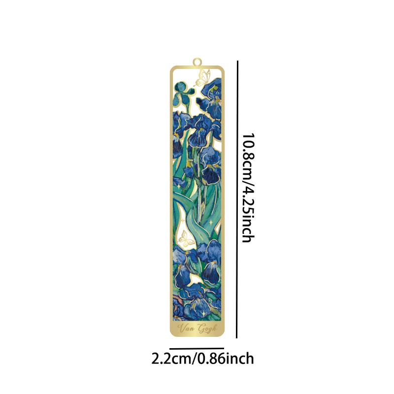 1 Pc Retro Floral Painting Metal Bookmark Hollow Bronzing Bookmark with Tassel Stationery Gifts for Book Club Reader