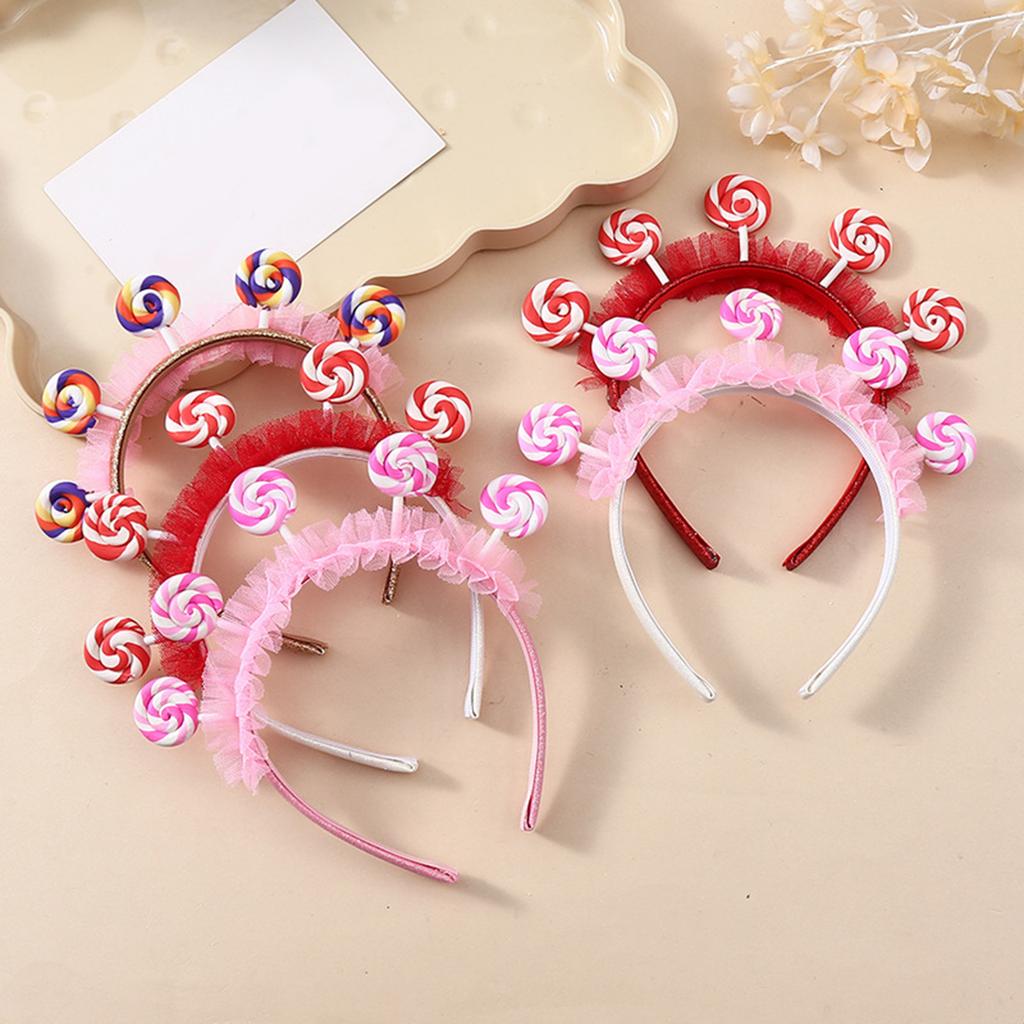 Handmade Lollipop Headband Candy Girls Cosplay Accessories Ruffle Candy Headdress Masquerade Halloween Cosplay Party