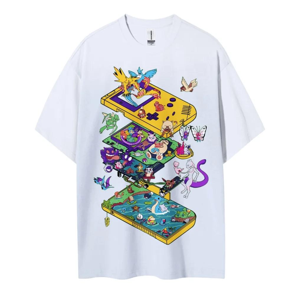 Мужская футболка Pokemon, 100% хлопок, повседневная, с круглым вырезом, с коротким рукавом, одежда, лето 2026, спортивная, повседневная, топ с коротким рукавом
