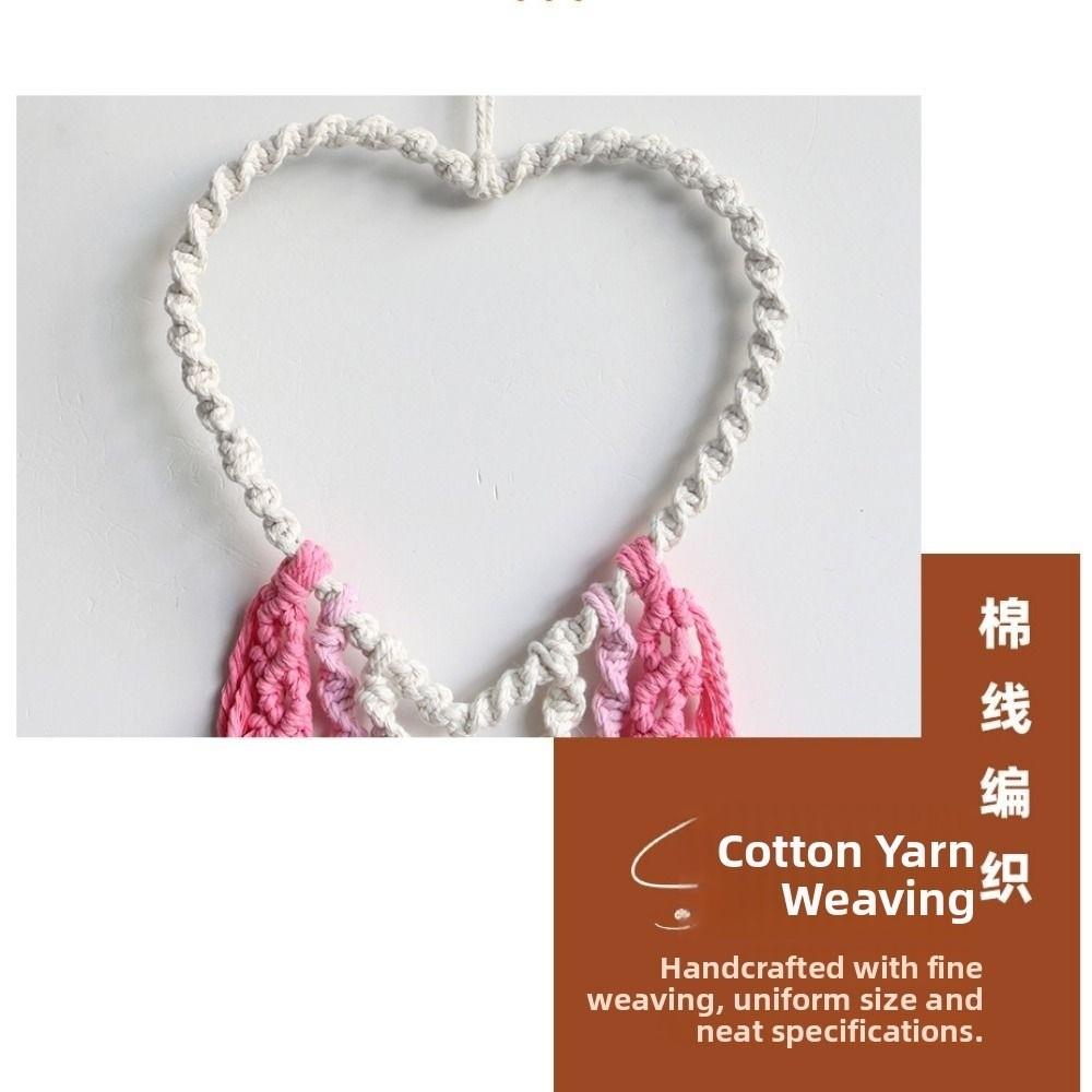 Crafts Hand-Woven Heart-shaped Macrame Tapestry Aesthetic with Tassel Wall Hanging Tapestry Art Cotton Rope Tapestry Apartment