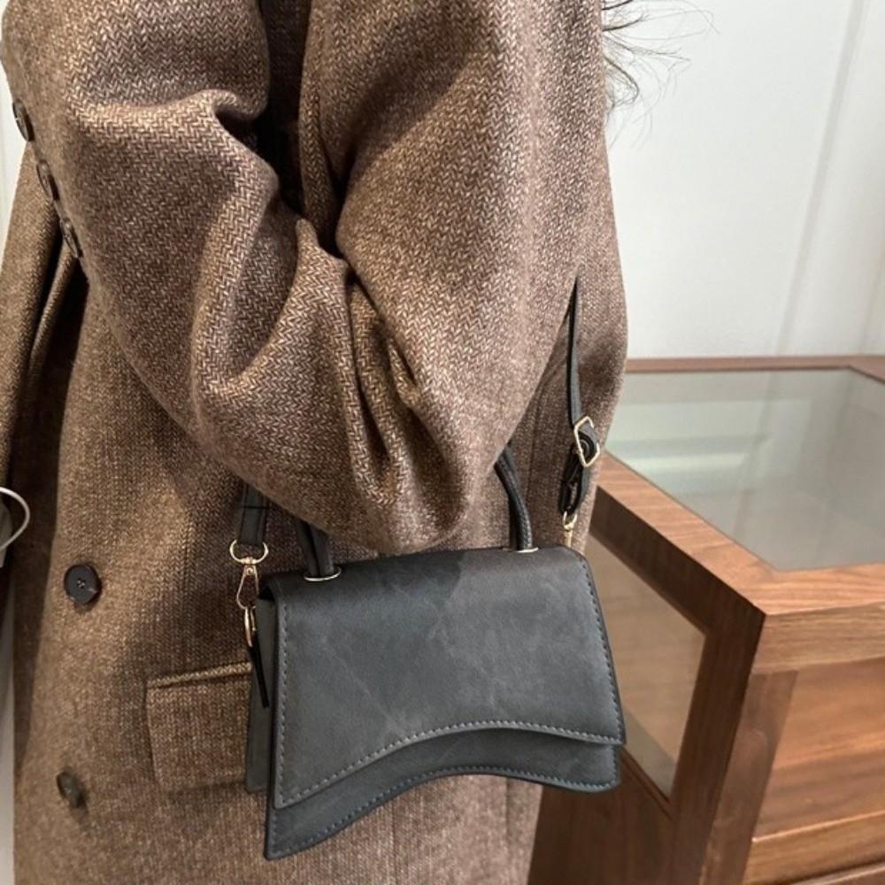 Single Shoulder Smudging Square Bag Purse Square Simple Crossbody Bag Solid Color Large Capacity PU Leather Handbag Streetwear