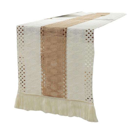 Ткань для праздничного стола, плетеная ткань в стиле бохо, кисточка, контрастный цвет, плетеная