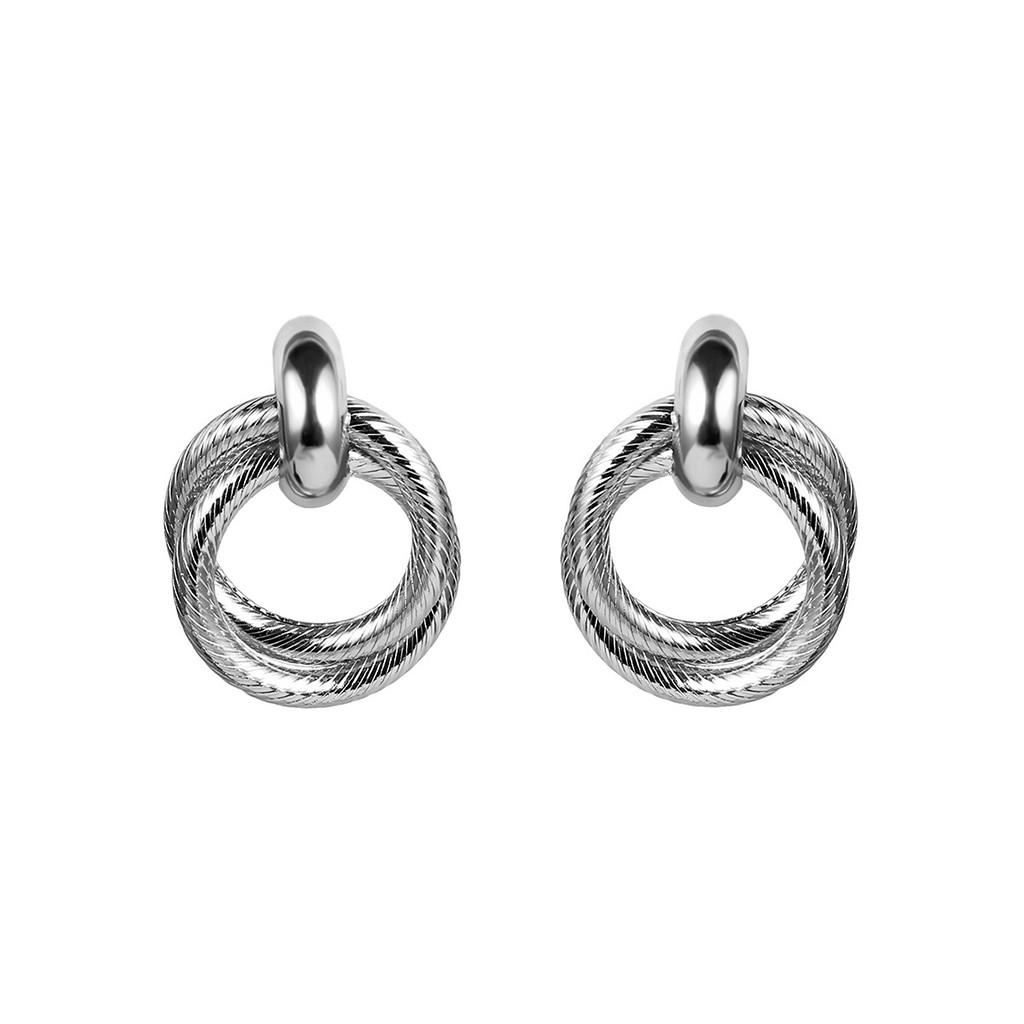 Women Fashion Simple Double Twisted Ring Personality Cold Wind Thread Business Earrings