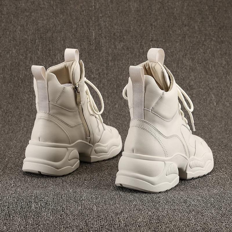 Leather Platform High-top Shoes Women's Winter Velvet Martin Boots Short Boots Are Trendy and Versatile