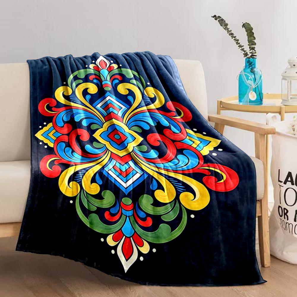 Colorful Abstract Pattern blanket with Geometric and Swirl Design blanket, suitable for use in the bedroom, living room, on the sofa