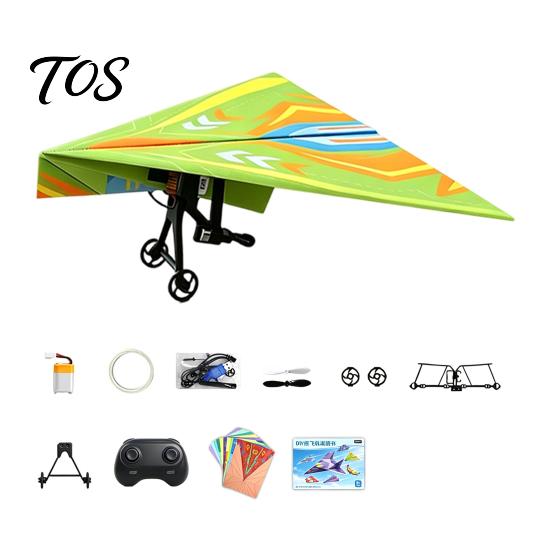 Assembled Plane Set Remote Control Paper Airplane Kit, with Gyro Stabilizer, Dual Propellers, DIY Electric Easy to Fly Aircraft Toy RC Set,