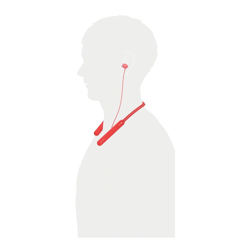 Sony Wireless Earphones WI-C400: Bluetooth Compatible, Up To 20 Hours of Continuous Playback, In-ear Type, with Microphone, 2017 Model, Red WI-C400 R