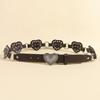 Vintage Cowboy Waistband PU Leather Heart Hollow Belt Trendy Cowgirl Buckle Belt  Dress Decoration