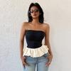 Women's New Classic Black and White Colour Clash Bud Temperament Celebrity Niche Bustier Tops