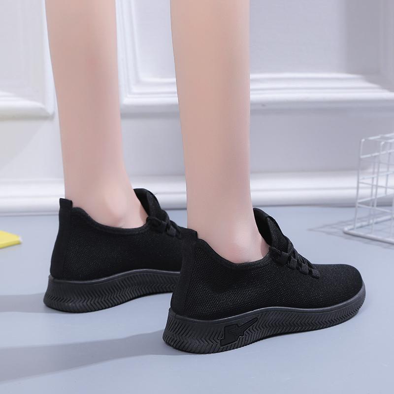 2024 Горячая Распродажа Женской обуви на шнуровке, женская вулканизированная обувь, осенняя однотонная сетчатая ткань, дышащая, на низком каблуке, спортивная обувь для женщин