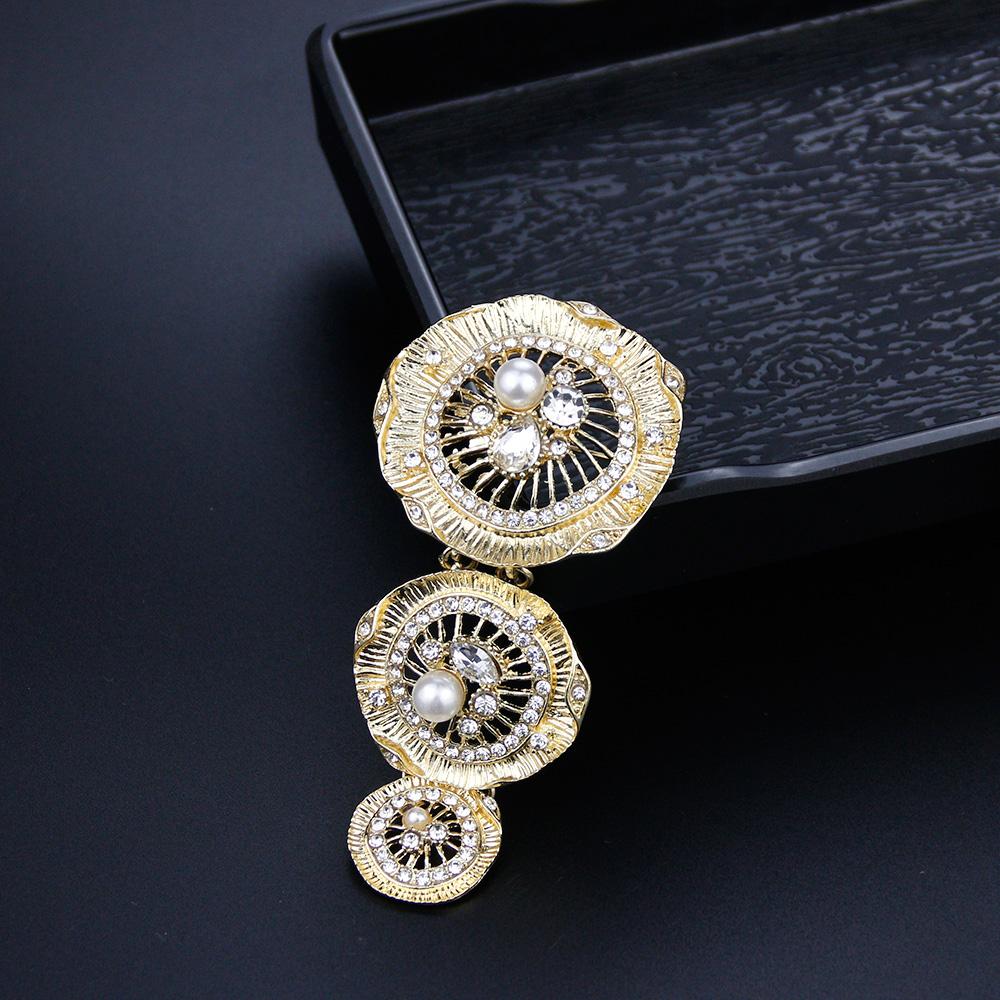 Gold Color Pearl Brooch Ladies Brooch Hijab Brooch Long Flower Wedding Jewelry Gift