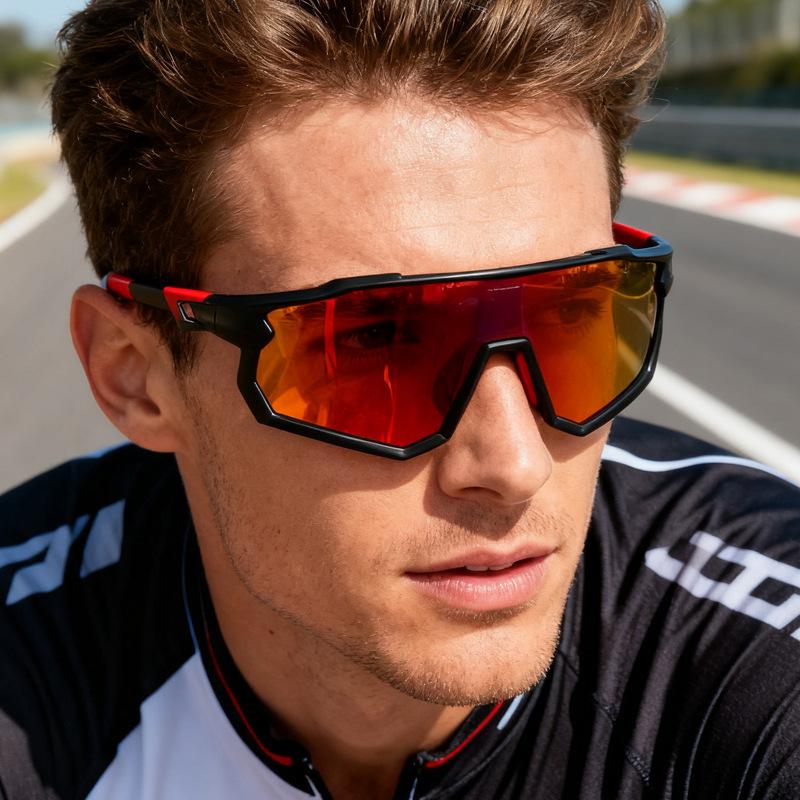 New outdoor cycling glasses, large-frame men's and women's windproof sunglasses, UV-proof sports mountaineering goggles