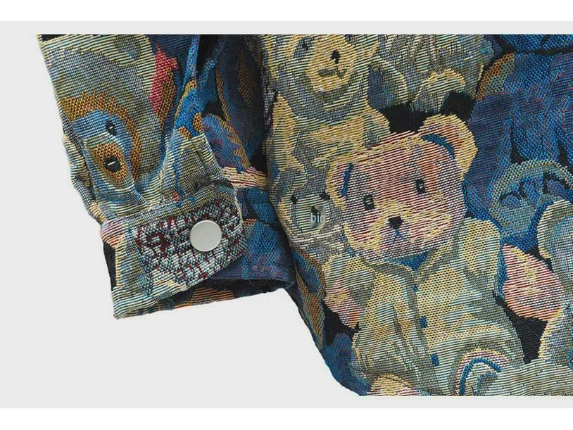 Мужская джинсовая куртка свободного кроя с рукавом три четверти — свободный крой, модный и прочный жаккардовый дизайн.