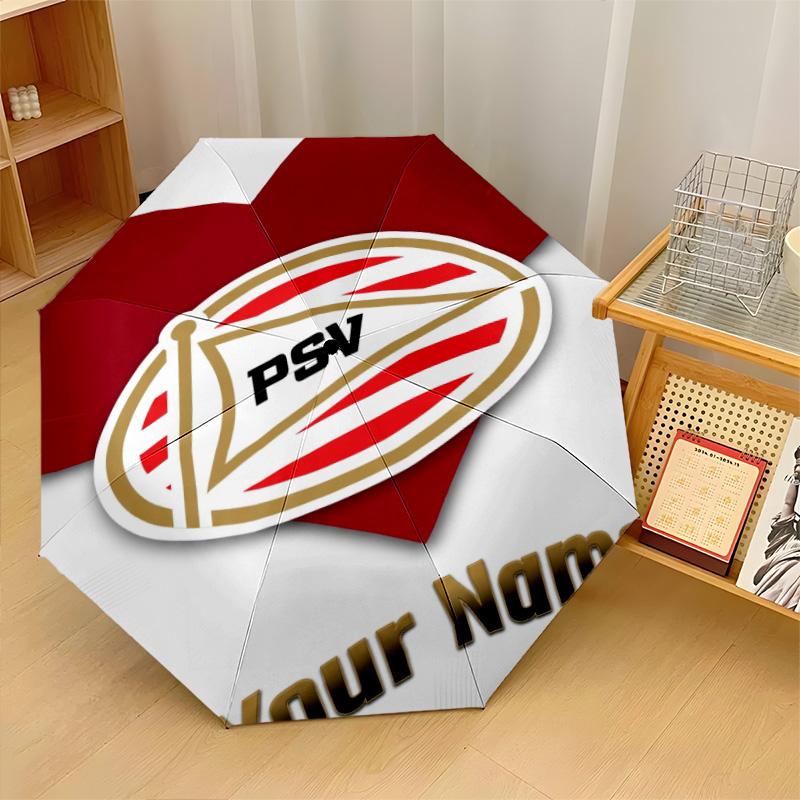 Автоматический 3-складной зонт PSV Eindhoven FC, 8 ребер, ветрозащитный, складной, защита от солнца и дождя, для путешествий на открытом воздухе, для ежедневного использования