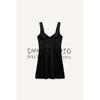 Spring New Arrival Linen Blend Strap Short Black Dress Women's Clothing Casual Elegant Dress 8651396