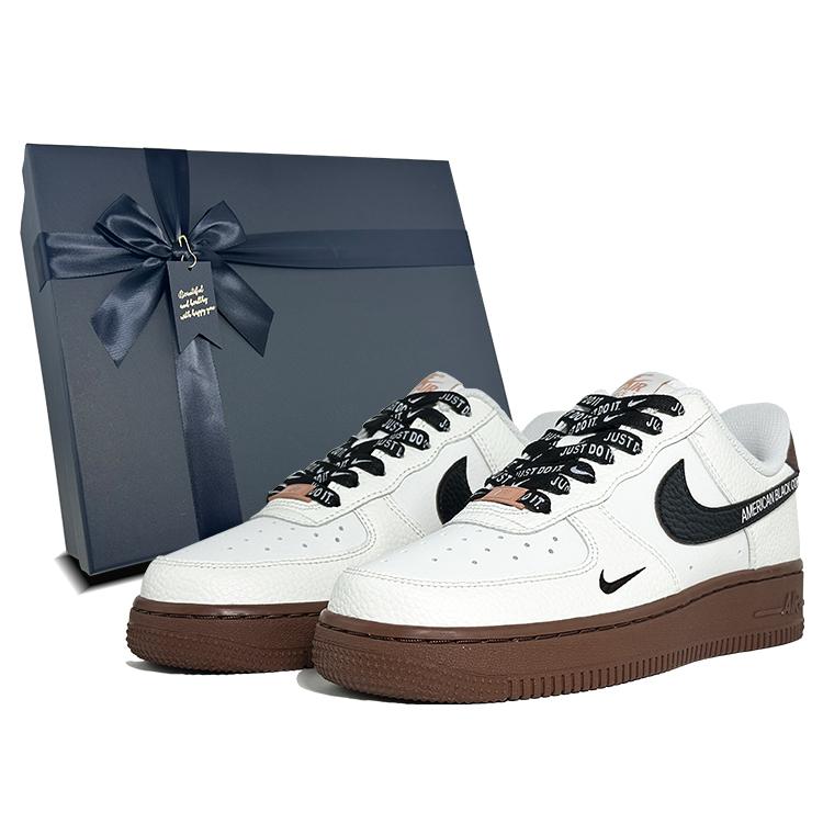 Nike Air Force 1 Skateboard Shoes Unisex Low Top Black/White/Cocoa Brown IM3378-122(Team21-QDS-BOX)