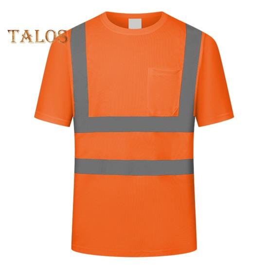 Мужская светоотражающая одежда с коротким рукавом и круглым вырезом, светоотражающая футболка с сетчатыми вставками, промышленная рабочая одежда