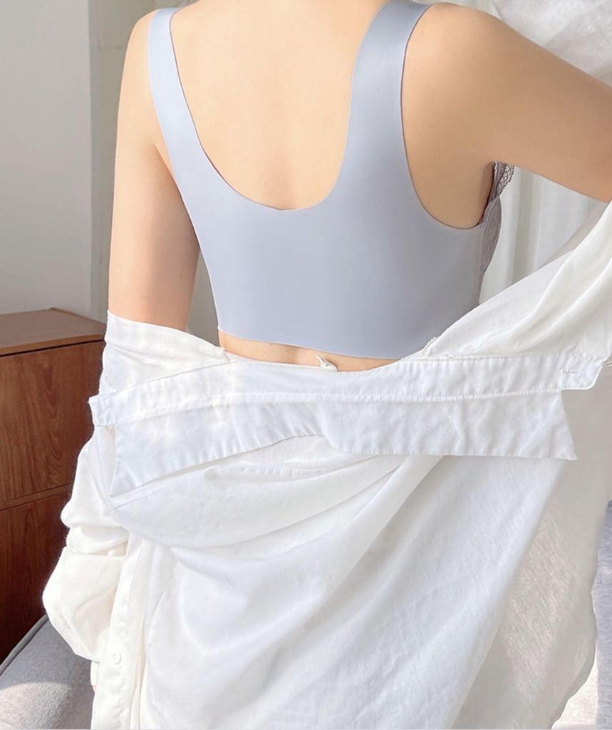 Кружевной бесшовный бюстгальтер полной чашки - Летнее женское сексуальное тонкое нижнее белье с боковой поддержкой и в стиле жилета для маленькой груди