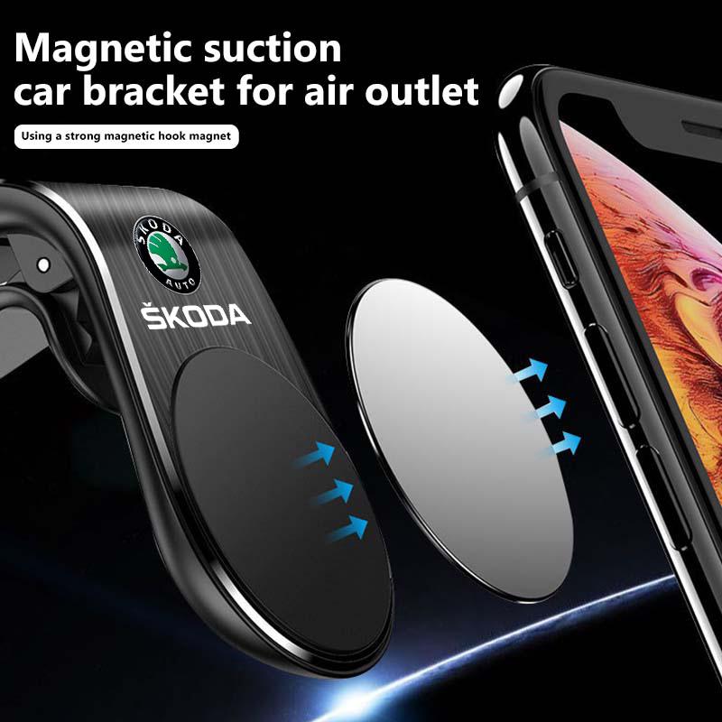 sfrab5 Car Magnetic L-Type Phone Holder Car Smart Phone Stand Clip For Skoda Kamiq Karoq Octavia 2 3 Rapid Scala Kami Fabia VII VRS