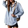 Women's Casual Denim Shirt Long Sleeve Button Down Shirt Loose Fit Distressed Washed Blue Black Light Blue