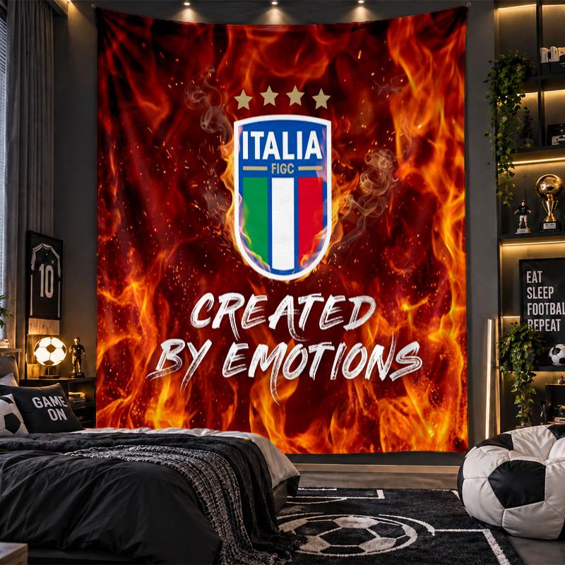Wall Hanging Tapestry Italy Football Print Cloth for Living Room Bedroom Home Decor