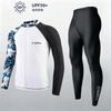 Mens Long Sleeve Pants Rash Guard Split Swimsuit Surfing Snorkeling Diving
