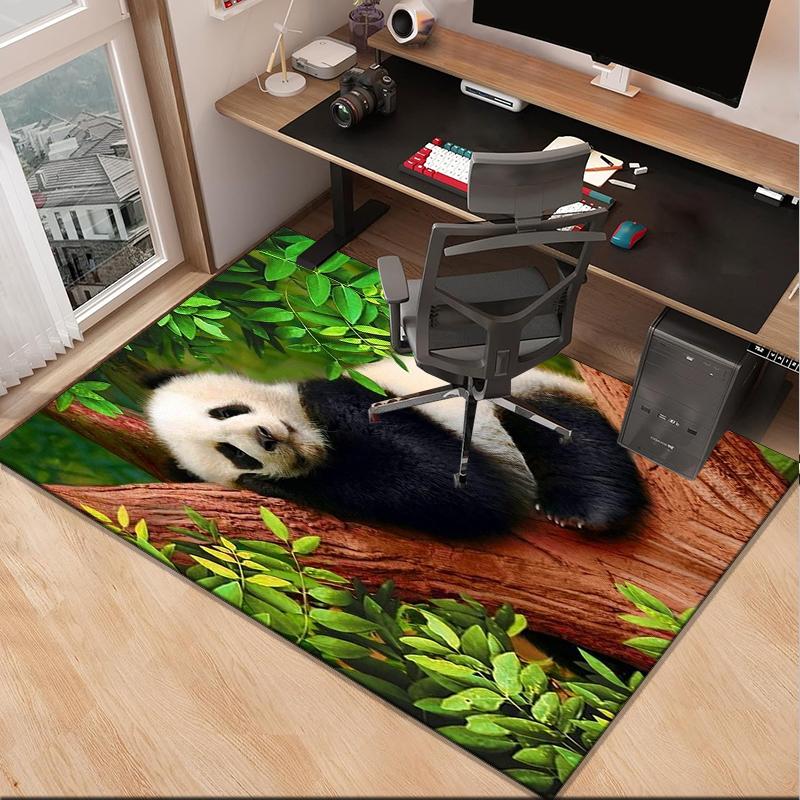 Panda In Floral Paradise Office Rug Chair Mat, Entryway Carpet, Suitable for Front Door, Bedroom, Living Room, Desk, Holiday Gift