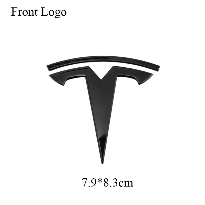 UBLM4 3D ABS Car Front Head Hood Emblem Rear Trunk Badge Sticker For Tesla Model 3 Model Y Replacement Decoration Decals Accessories
