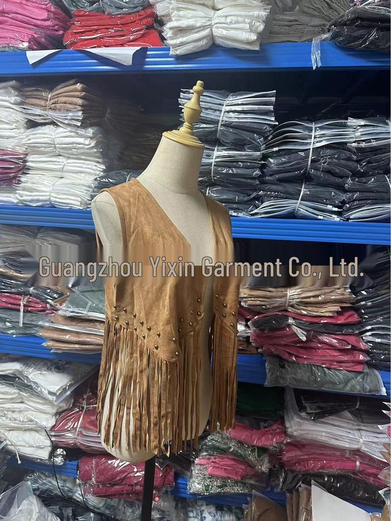 Women's 70s Bohemian Fringe Vest - Faux Suede, Sleeveless, Open Front, Western Style