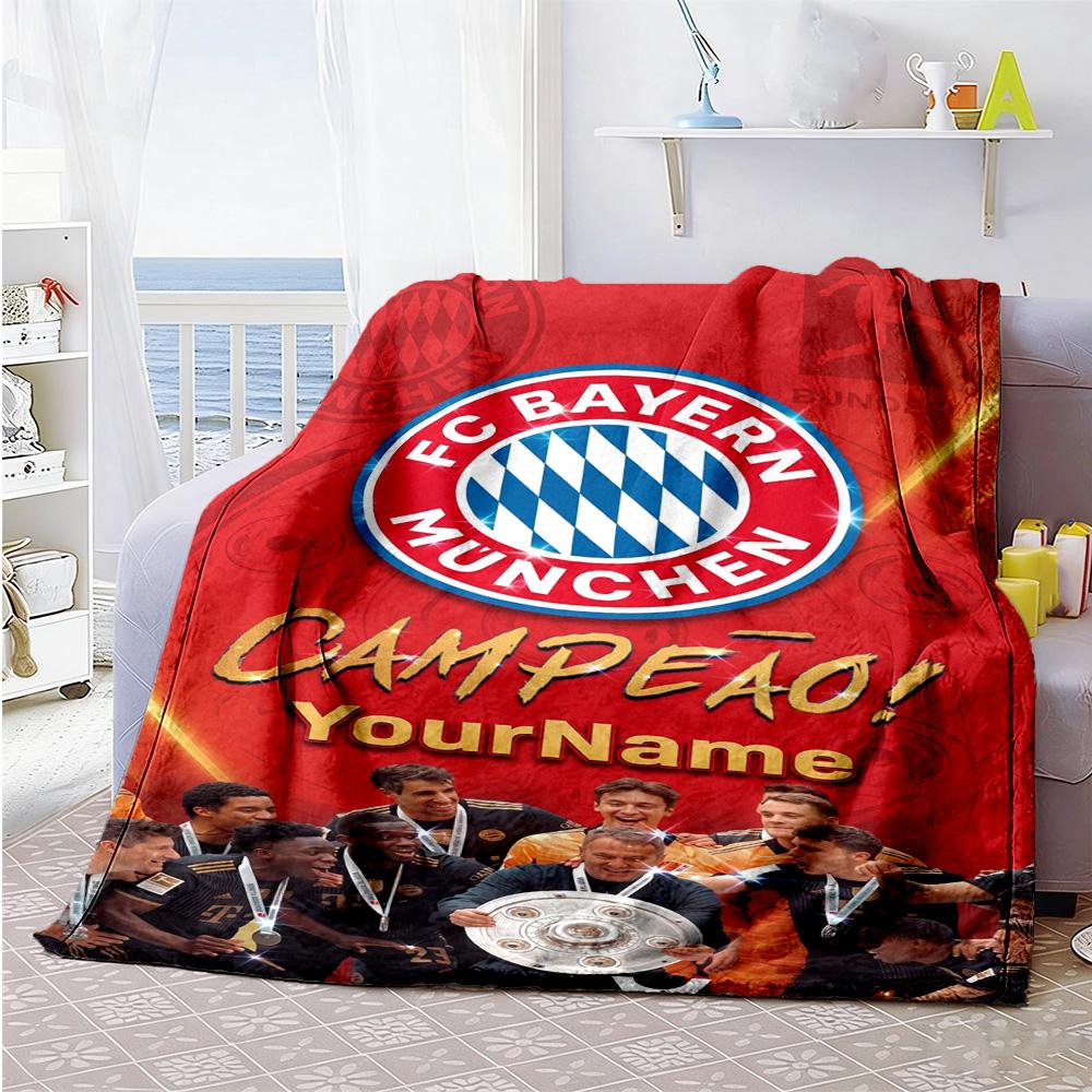 Bayern Munich Personalized Name Blanket Throw Customizable Blanket Warmthful Decor Versatile for Bedding Chair Sofa Seaside for All Occasions