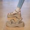 Women's Sandals Platform Sole One-line Buckle Narrow Band Shoes Women Leisure Daily Round Toe Roman Concise Sandalias De Mujer