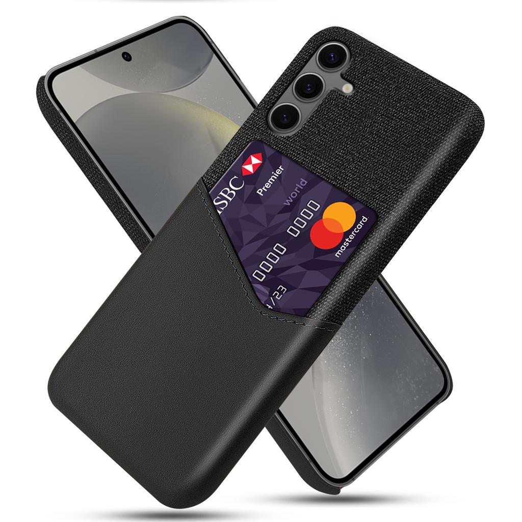 Для Samsung Galaxy S24 FE Чехол Тканевая текстура Искусственная кожа Жесткий ПК Слот для карт Чехол для телефона