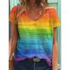 2024 New Style Women Rainbow Print Women's T-Shirt Cat Graphic Oversized T-Shirt Top Women