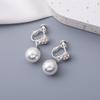 No Piercing Imitation Pearl Clip Bridal Earrings Spiral Rhinestone Clip Simple Drop Earrings